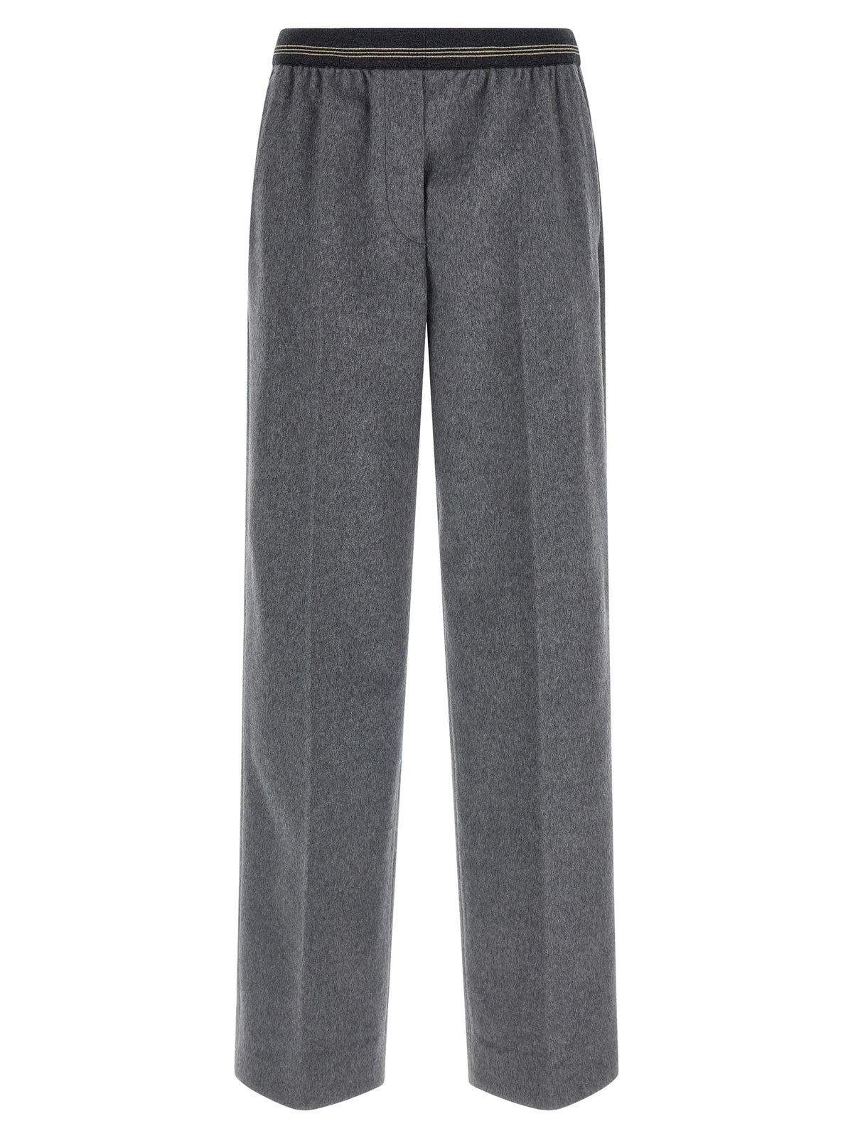 Gray Virgin Wool Casual Pants