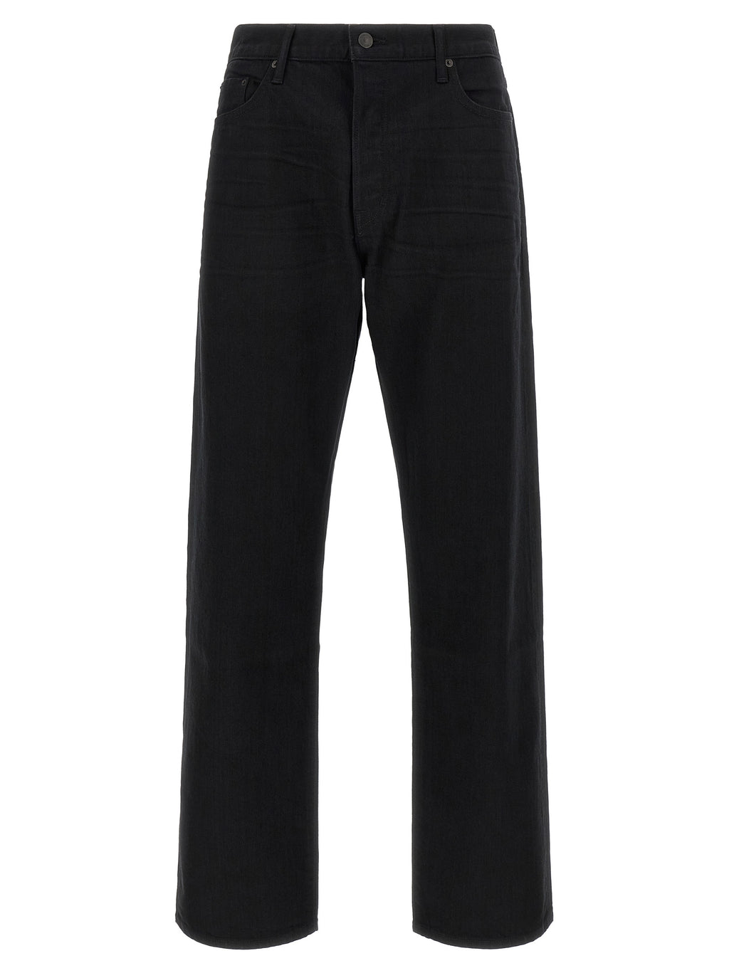 Black Cotton Straight-Leg Jeans