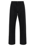 Black Cotton Straight-Leg Jeans