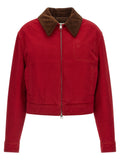 Red Cotton Biker Jacket
