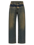Blue Cotton Straight-Leg Jeans