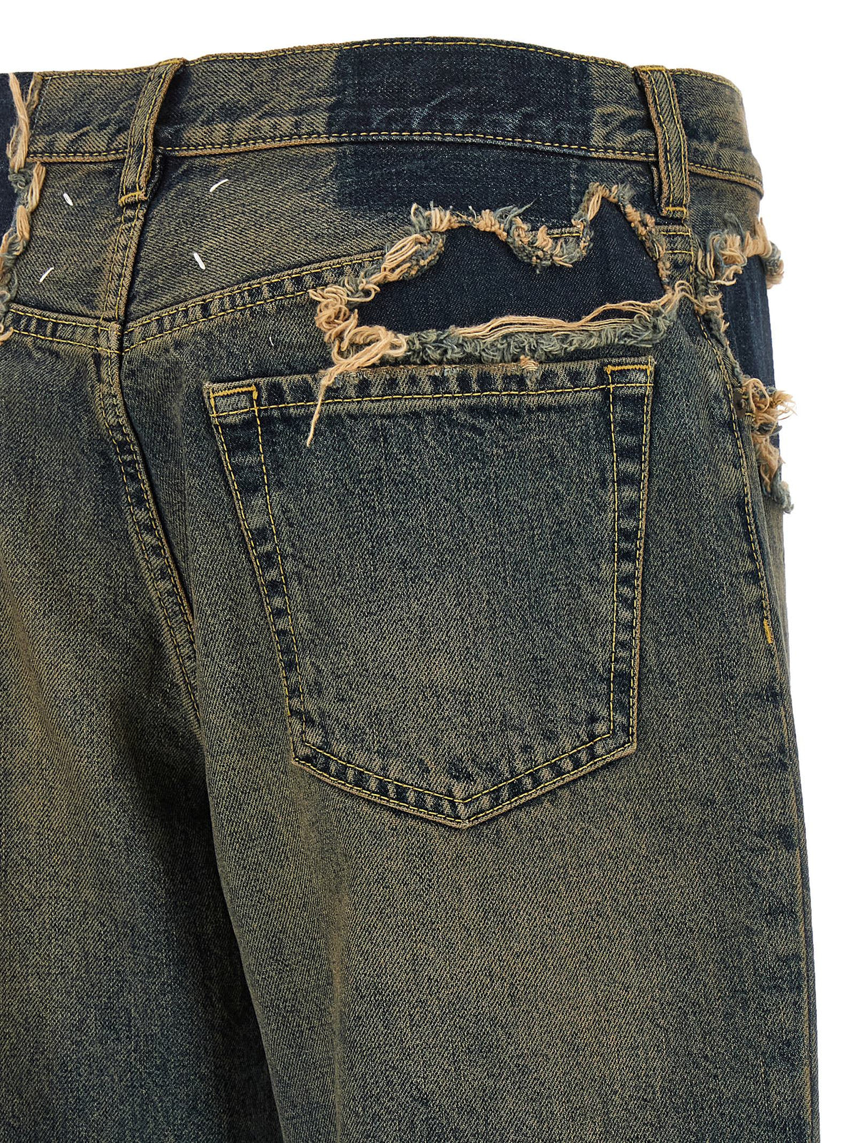 Blue Cotton Straight-Leg Jeans