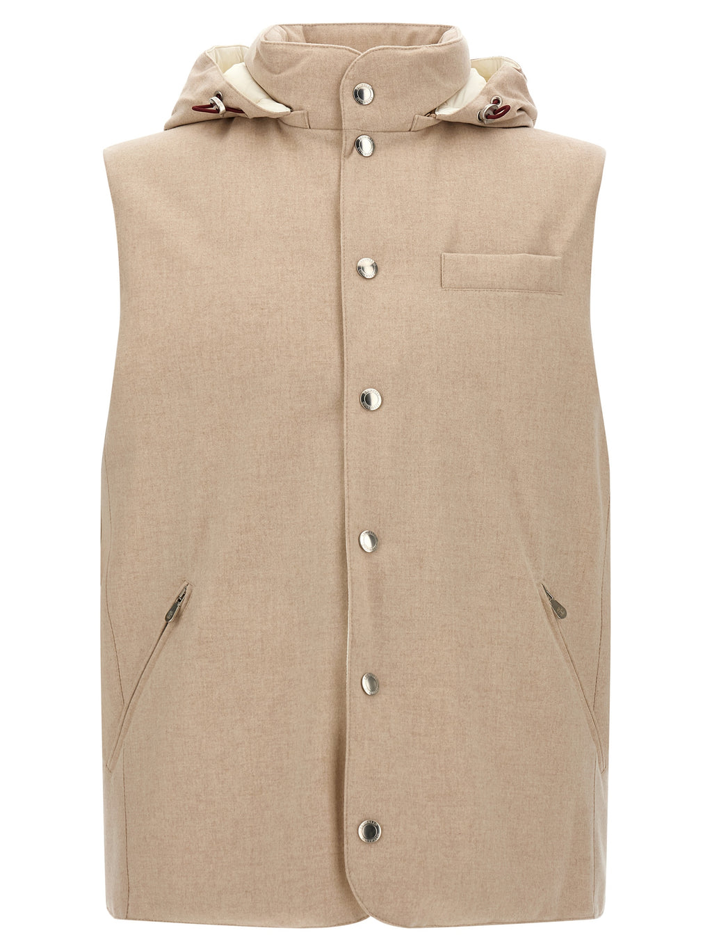 Beige Wool Sleeveless Jacket