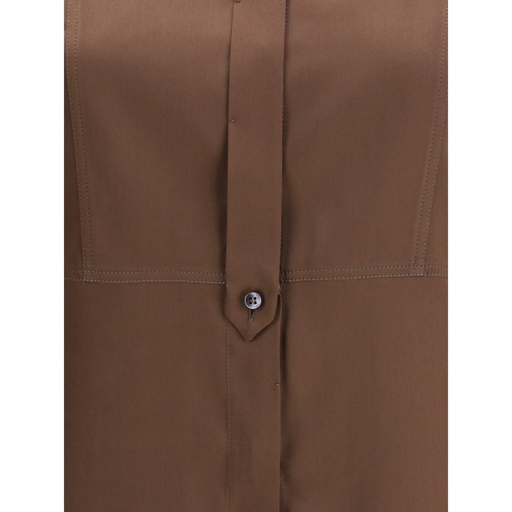 Brown Silk Dress Shirt
