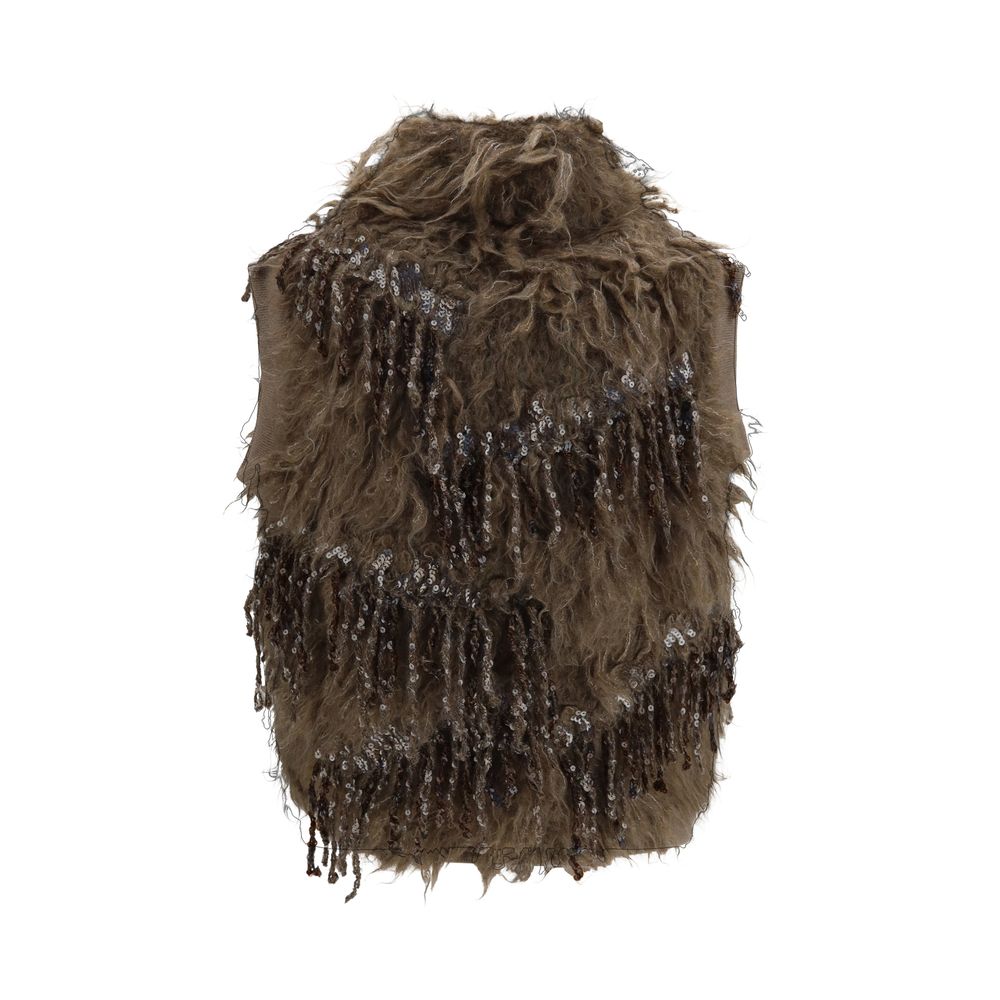 Beige Mohair Sleeveles Sweater
