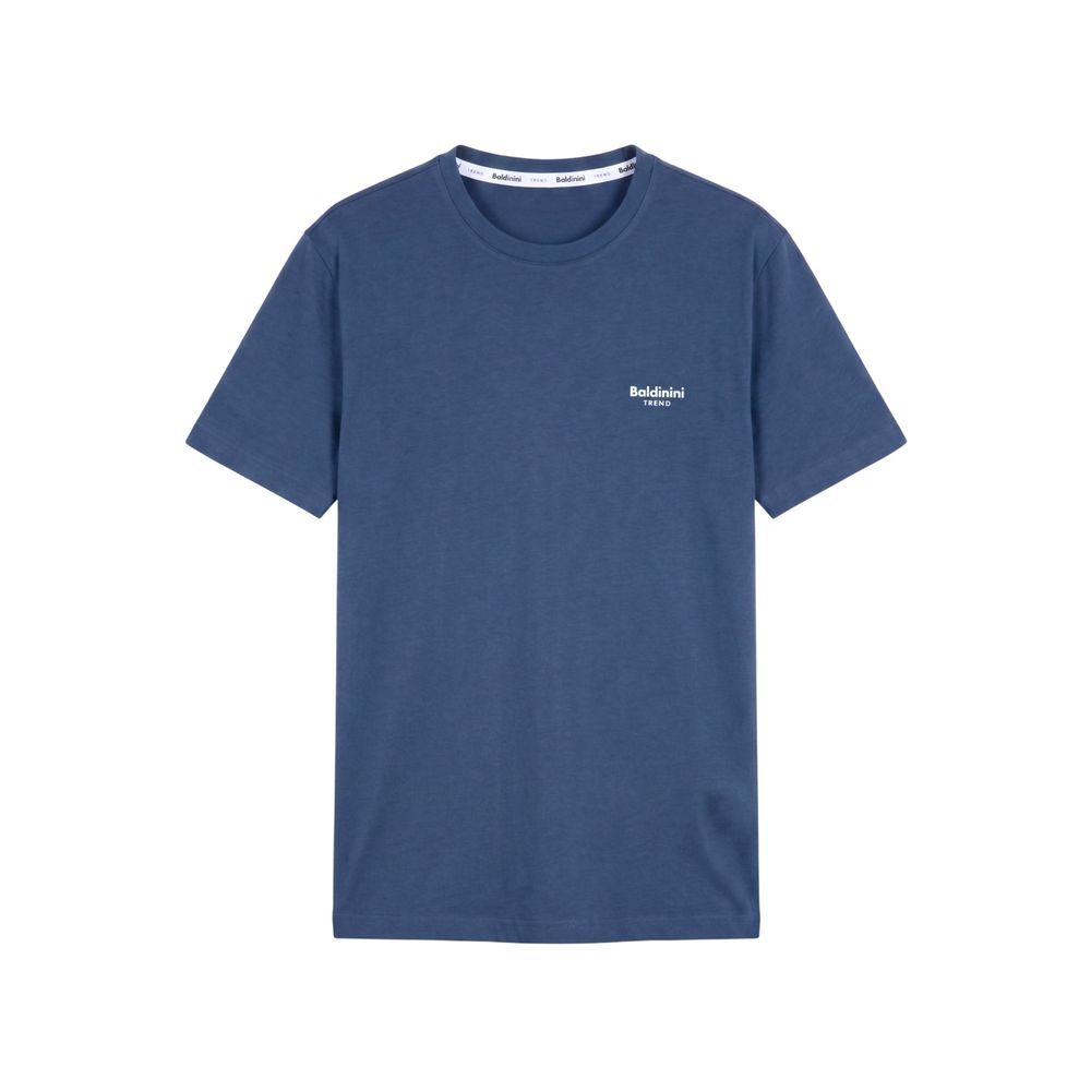 Blue Cotton Men T-Shirt