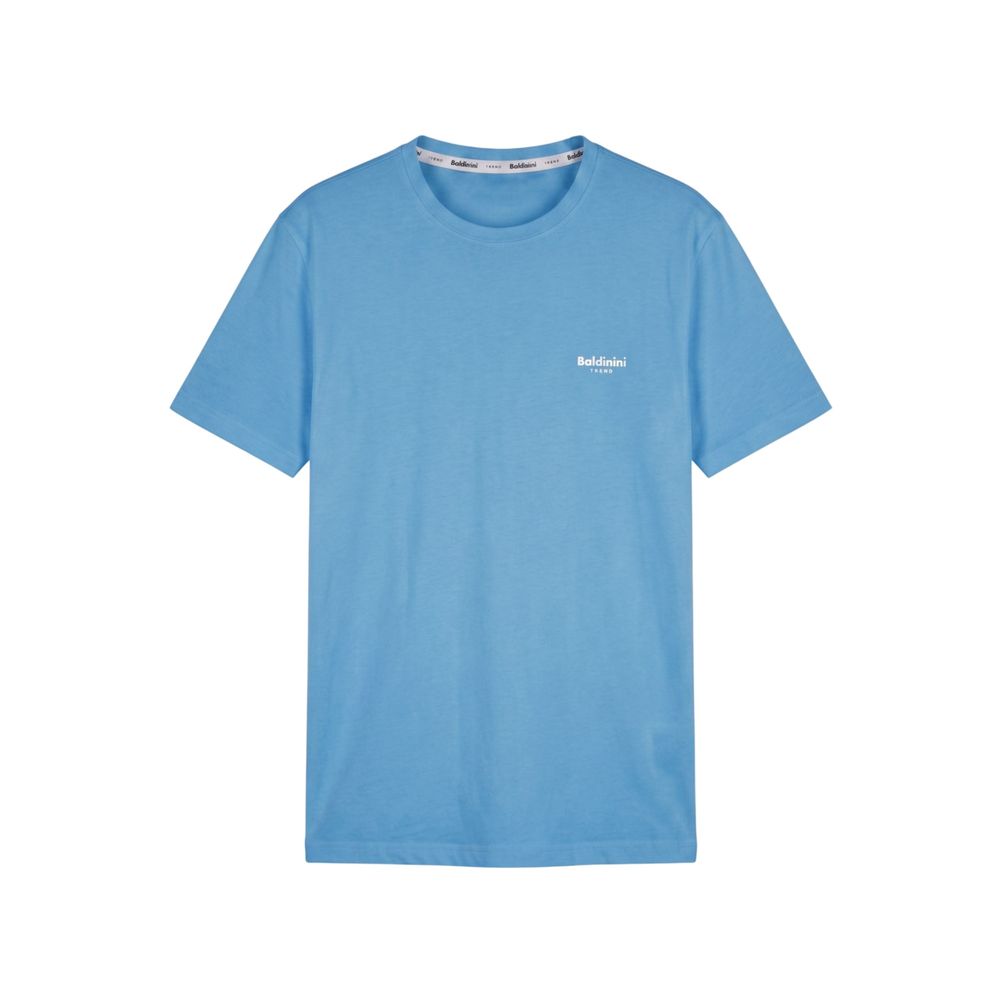 Light Blue Cotton Men T-Shirt