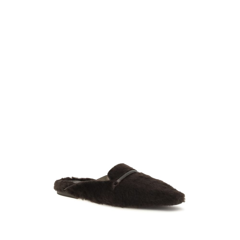 Brown Fur Ballet Flats