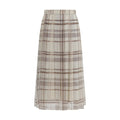Beige Silk Midi Skirt