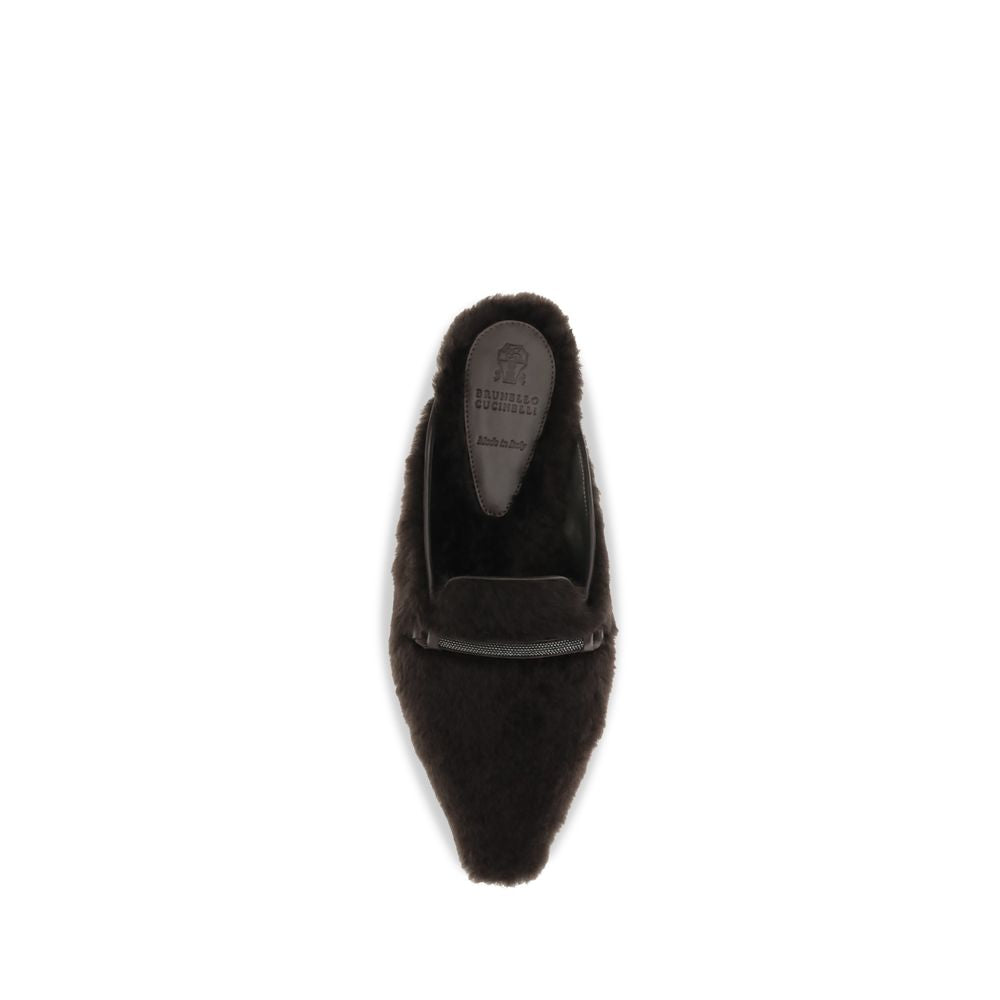 Brown Fur Ballet Flats