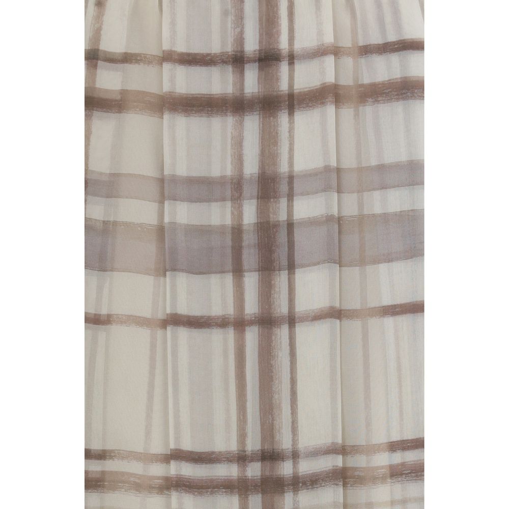 Beige Silk Midi Skirt