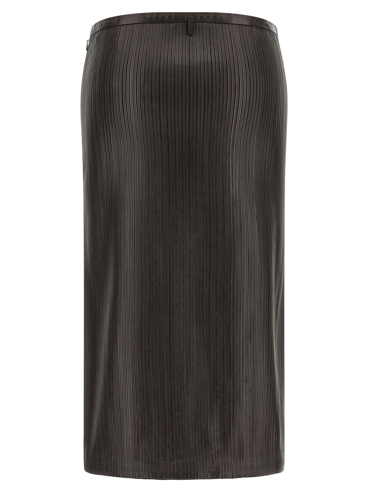 Brown Lamb Leather Midi Skirt