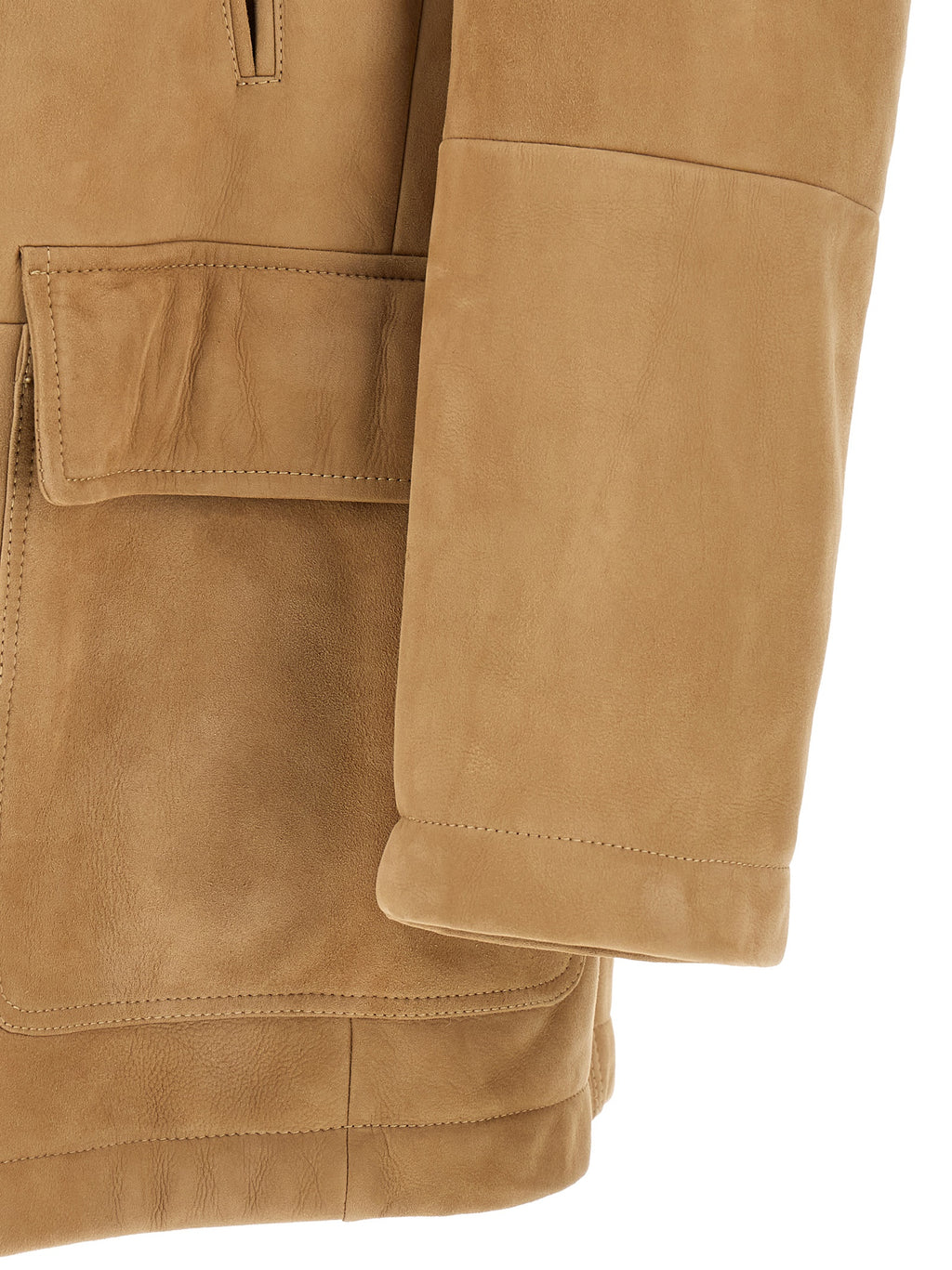 Beige Lamb Leather Leather Jacket