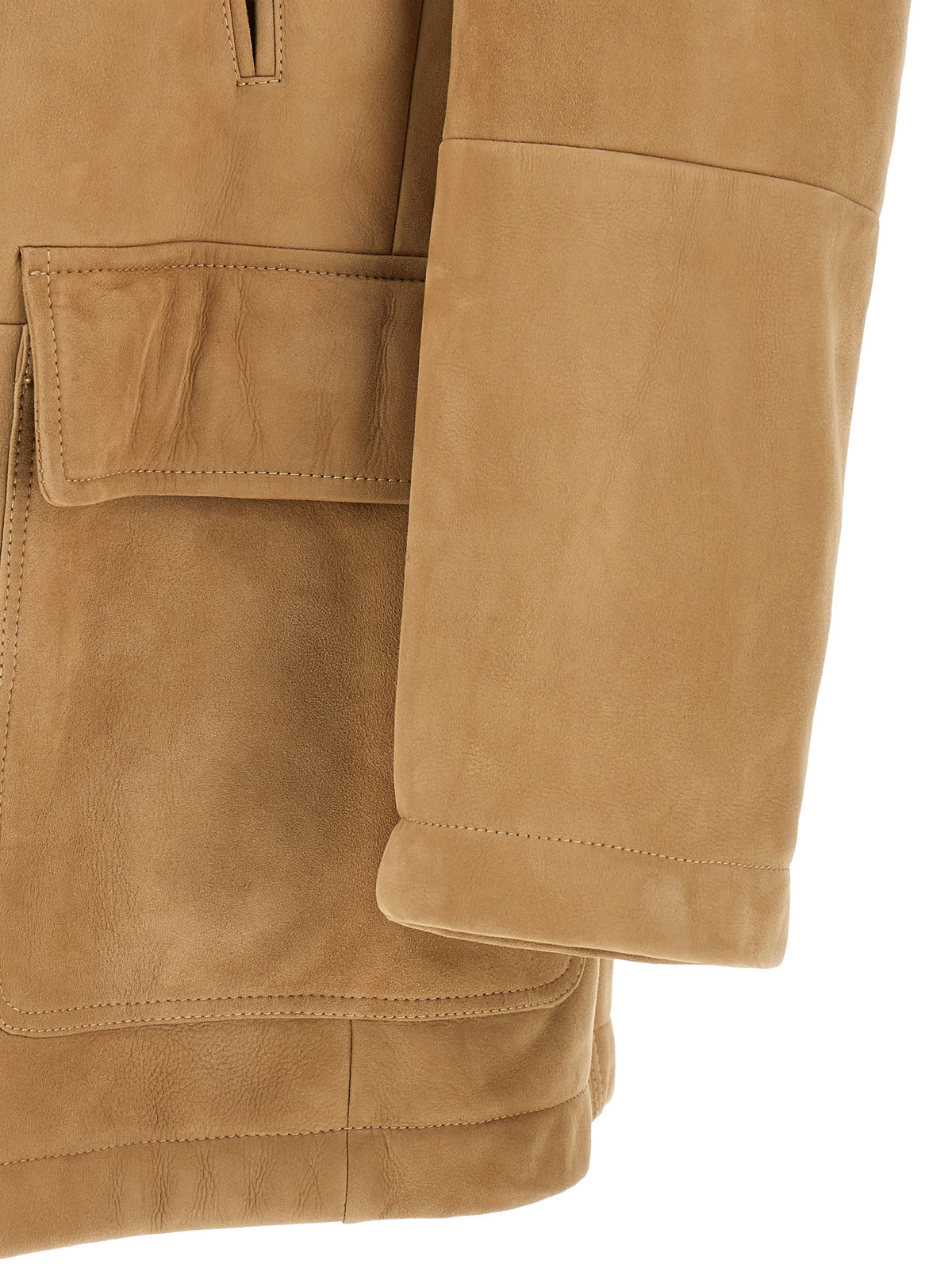 Beige Lamb Leather Leather Jacket