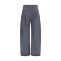 Blue Cotton High-Waisted Jean