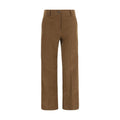 Brown Cotton Casual Pants