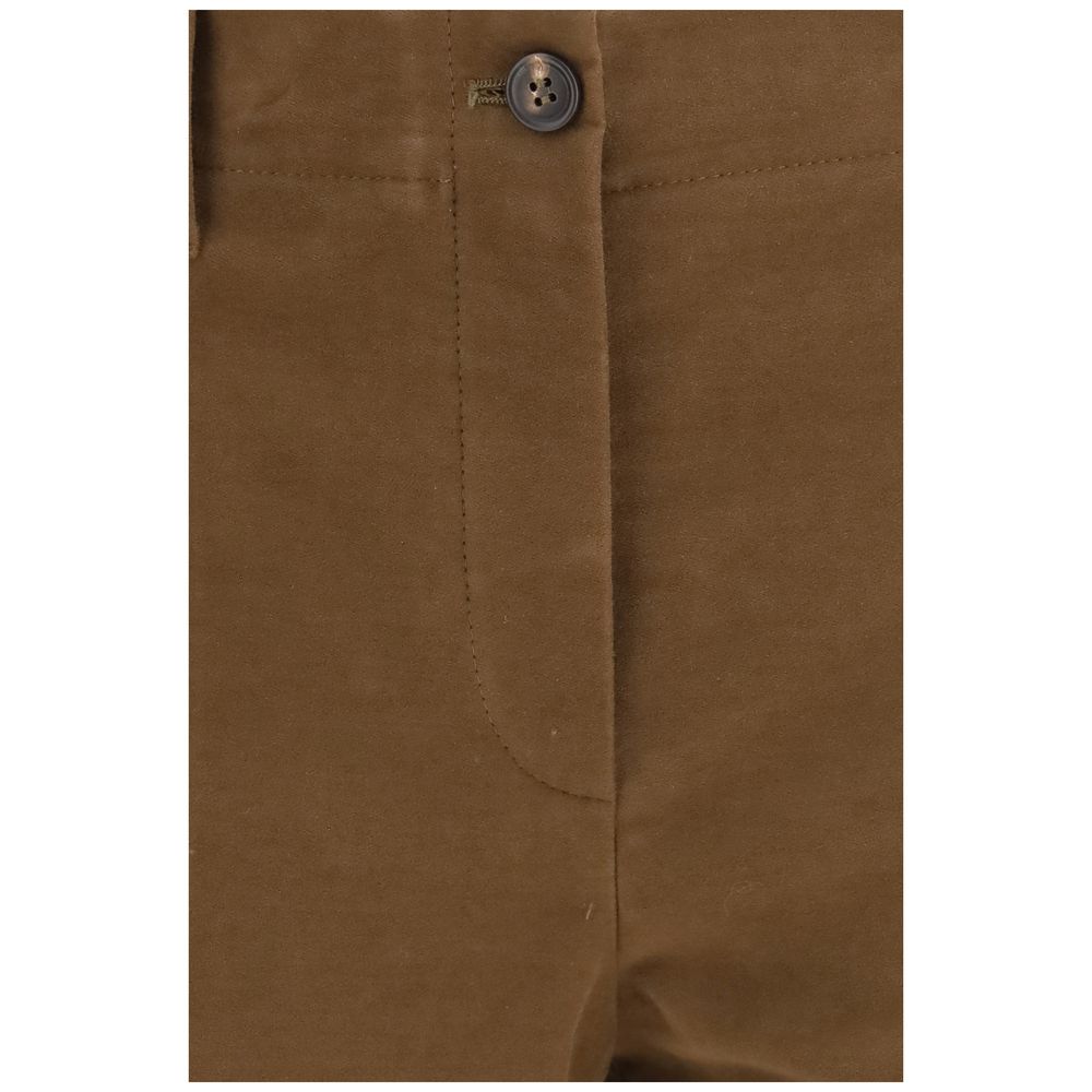Brown Cotton Casual Pants