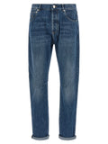 Blue Cotton Straight-Leg Jeans