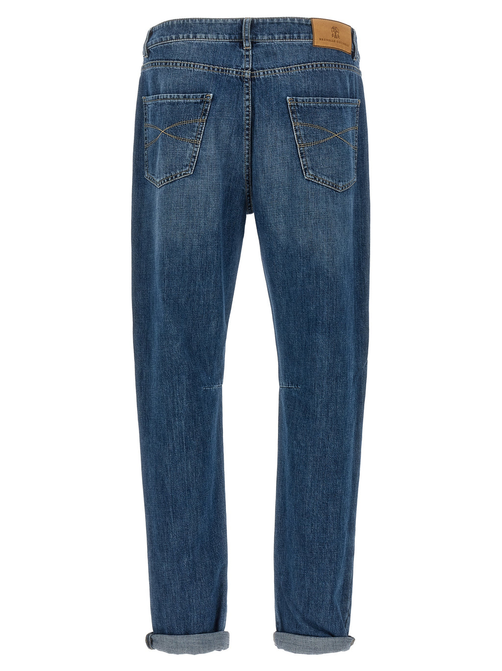 Blue Cotton Straight-Leg Jeans