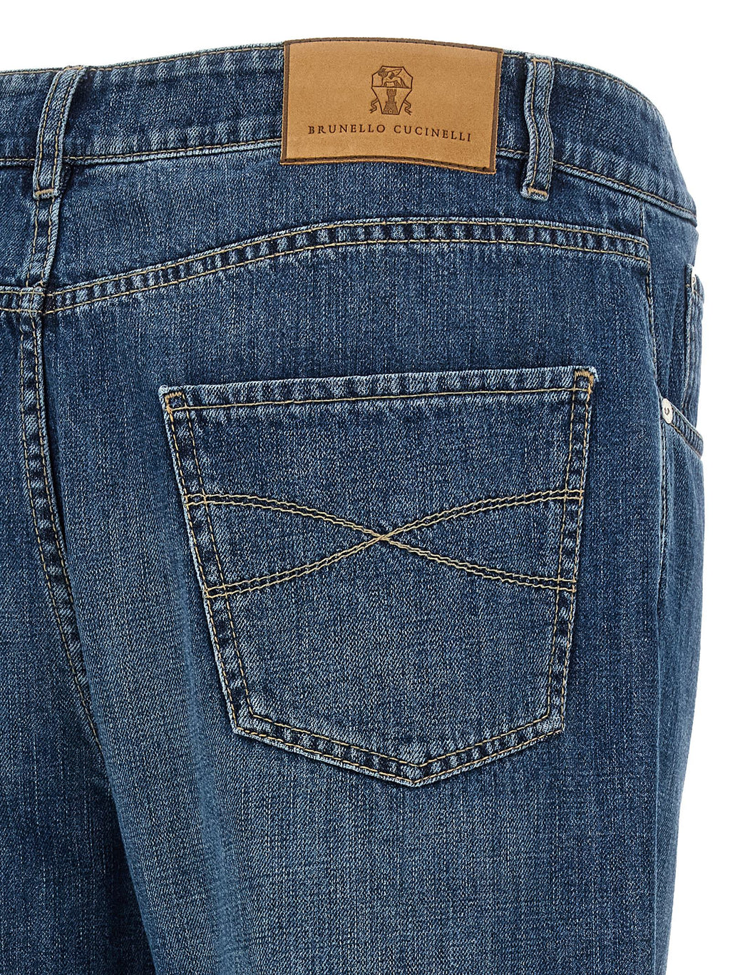 Blue Cotton Straight-Leg Jeans