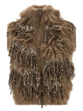 Brown Wool Sleeveless Jacket