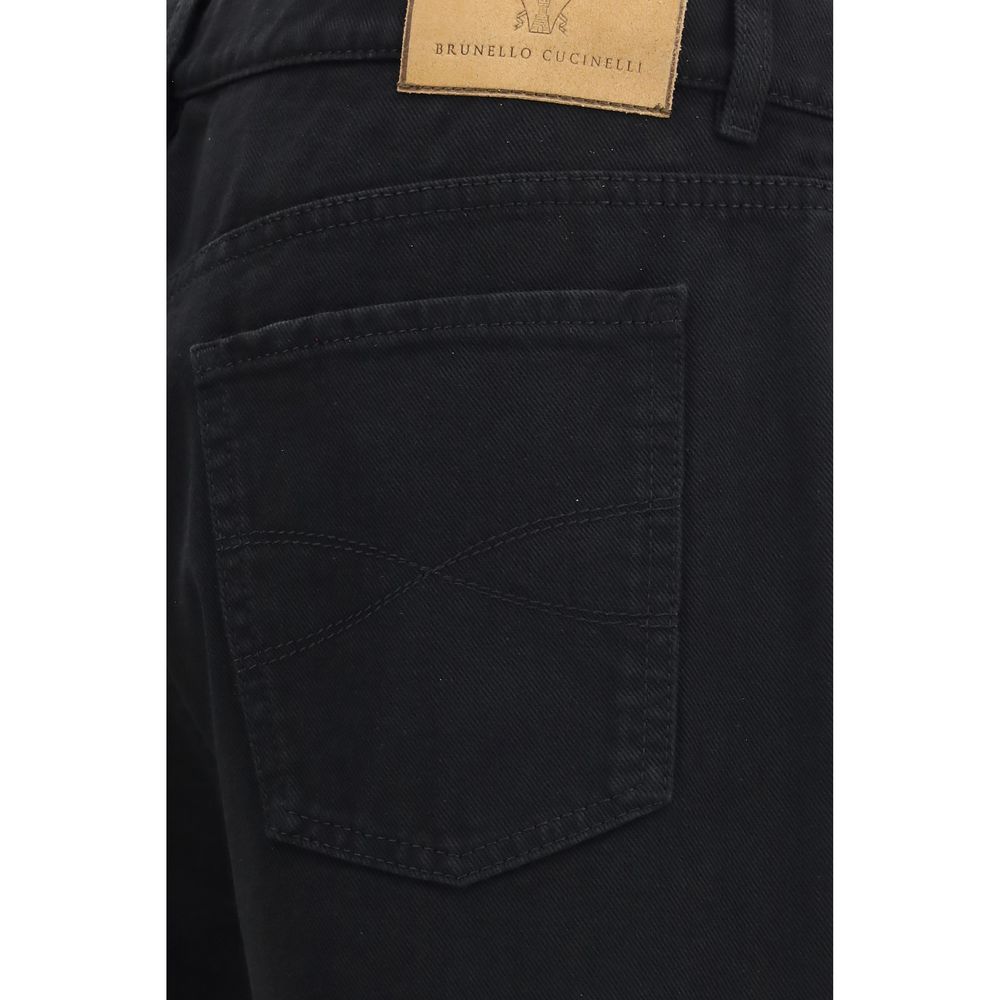Black Cotton High-Waisted Jean