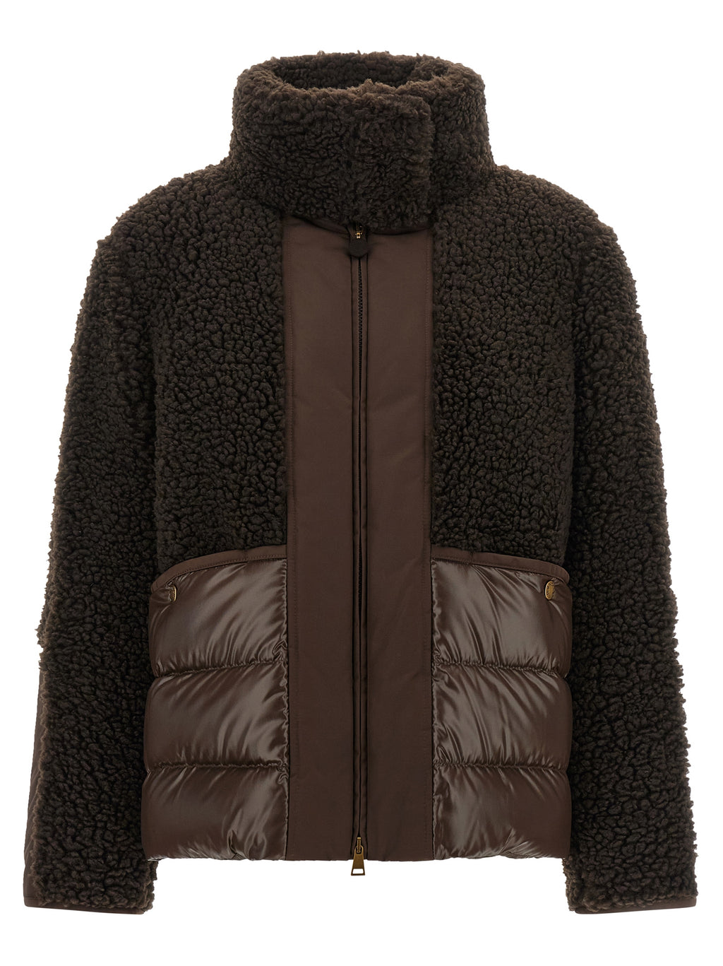 Brown Polyester Full-Length Jacket