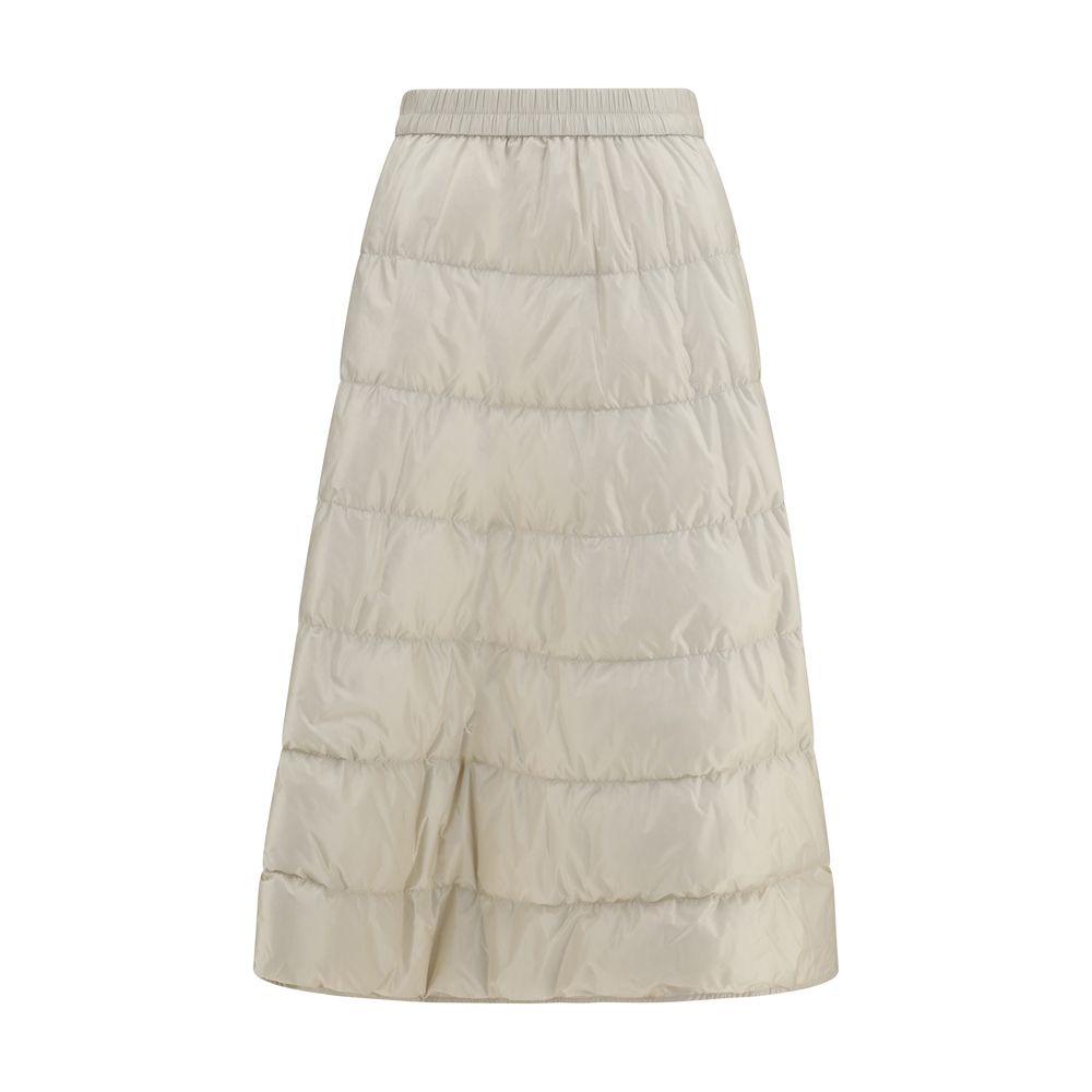 Beige Nylon Midi Skirt