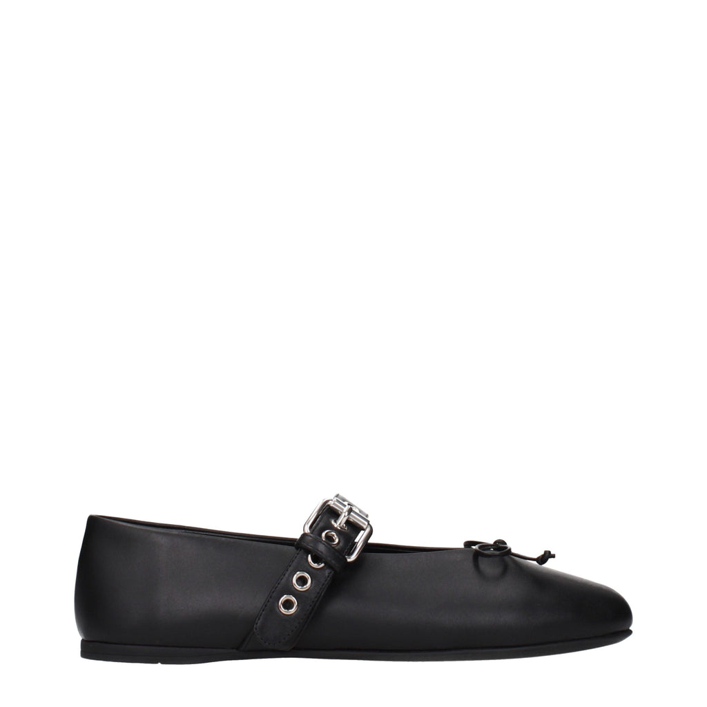 Black Leather Ballet Flats