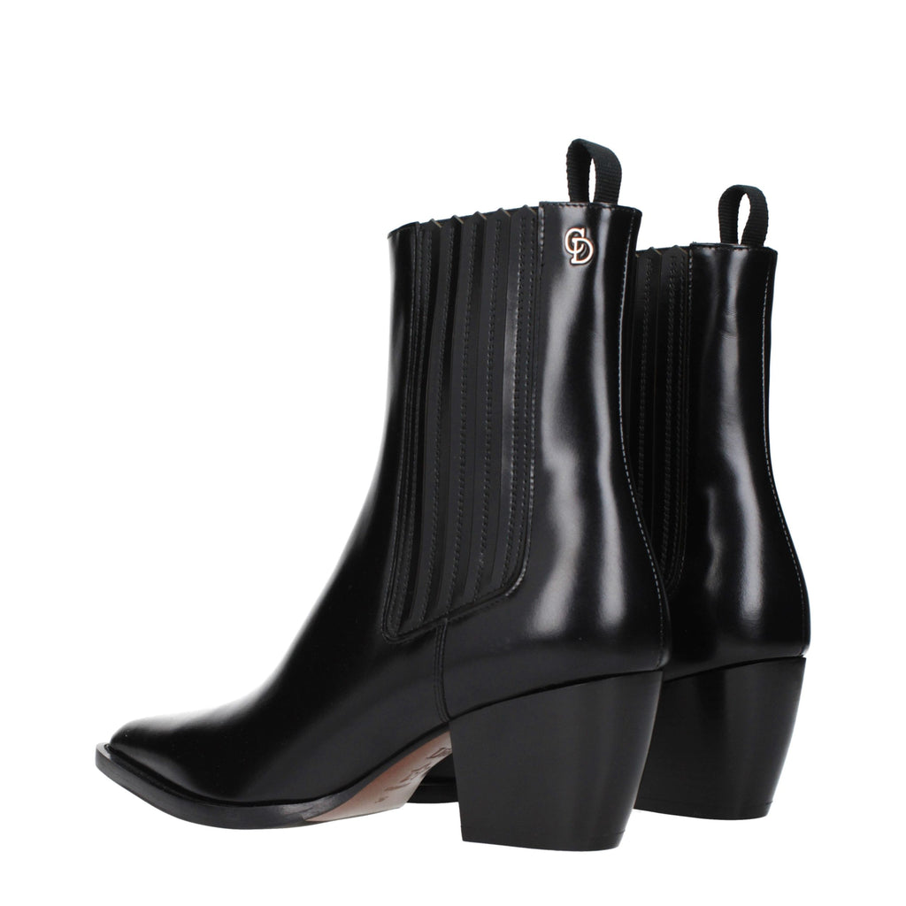 Black Leather Ankle Boots