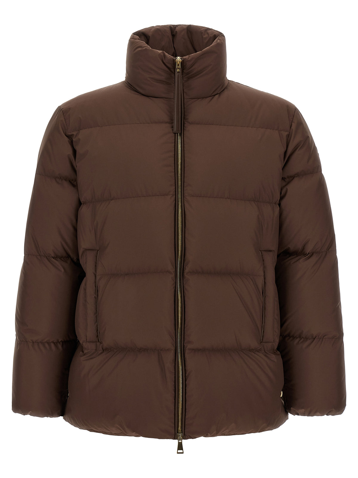 Brown Polyester Full-Length Jacket