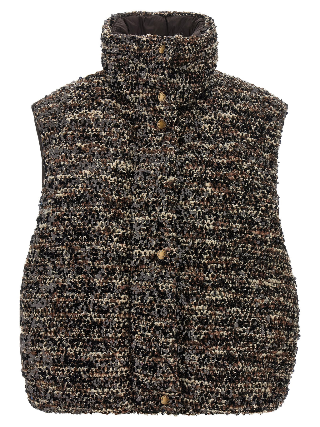 Brown Polyester Sleeveless Jacket