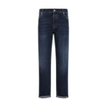 Blue Cotton Straight-Leg Jeans