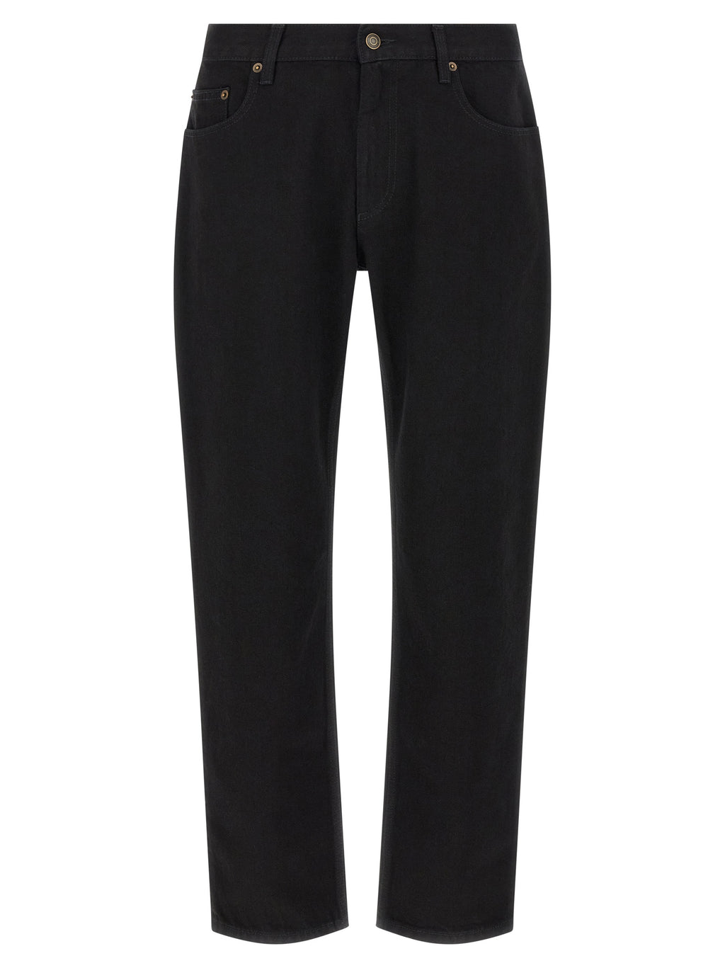Black Cotton Straight-Leg Jeans
