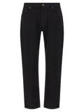 Black Cotton Straight-Leg Jeans