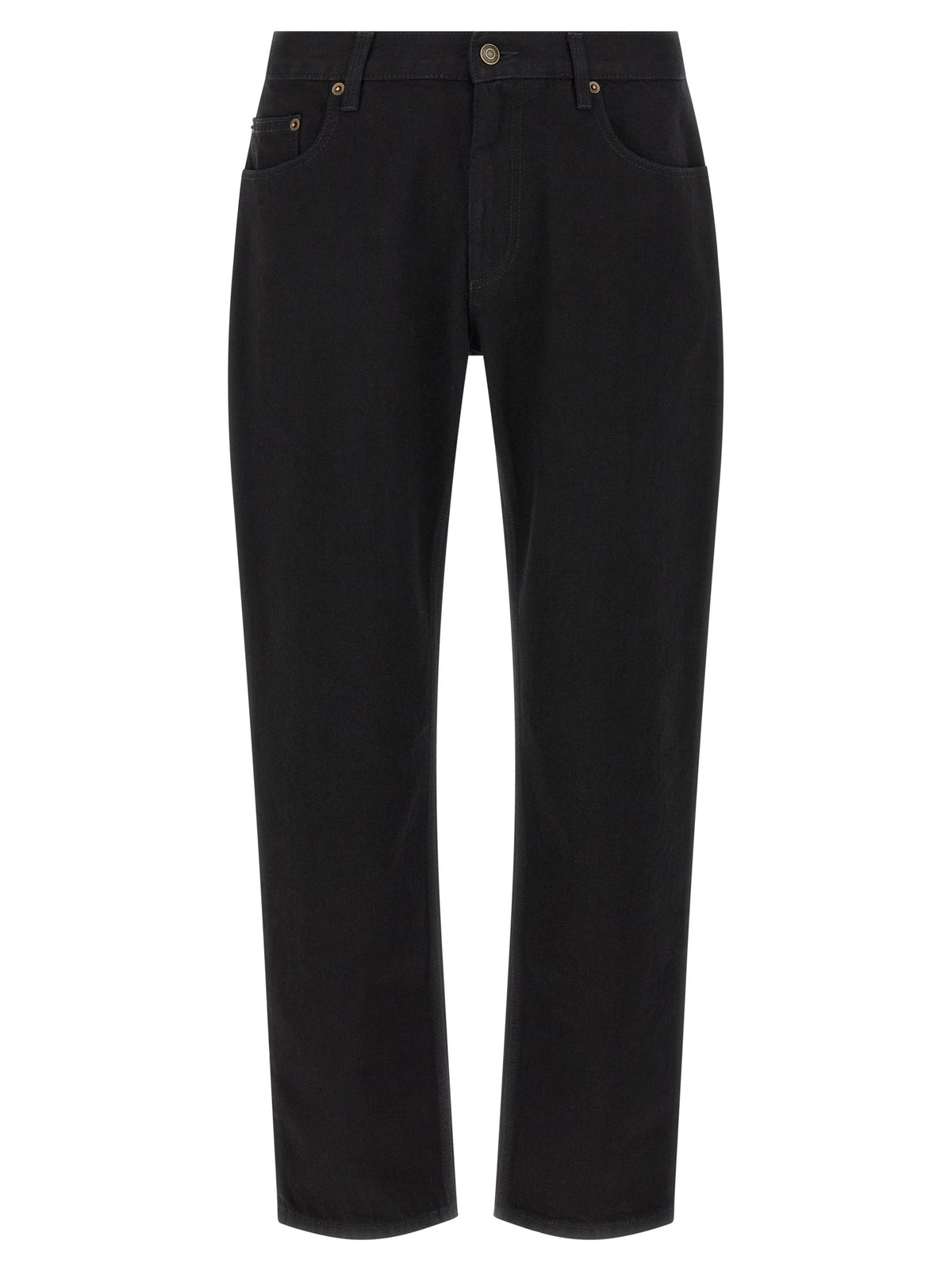 Black Cotton Straight-Leg Jeans