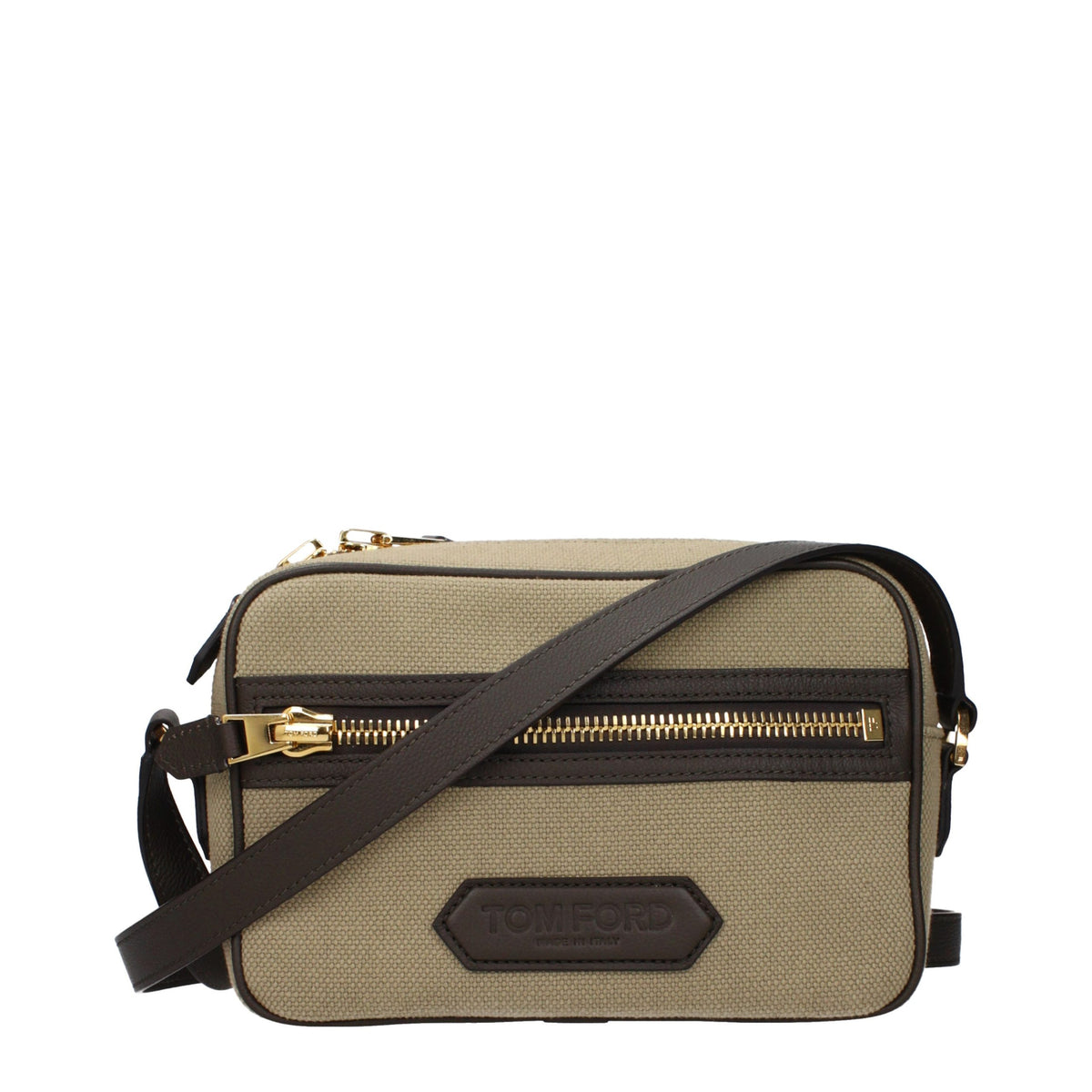 Beige Fabric Crossbody Bag