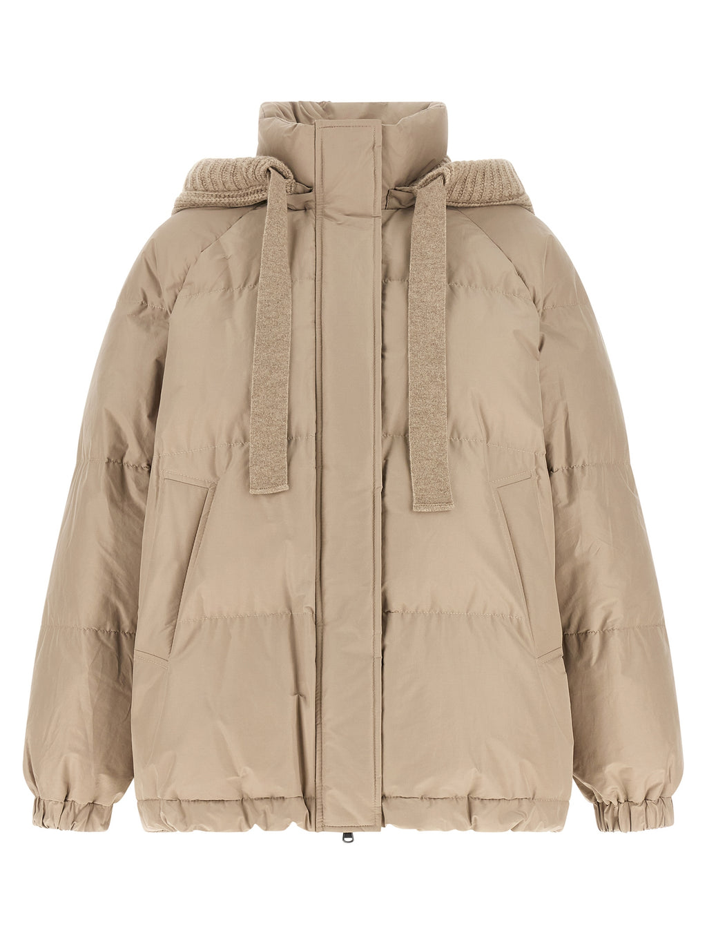 Beige Cotton Full-Length Jacket