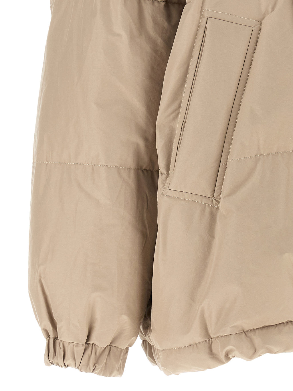 Beige Cotton Full-Length Jacket