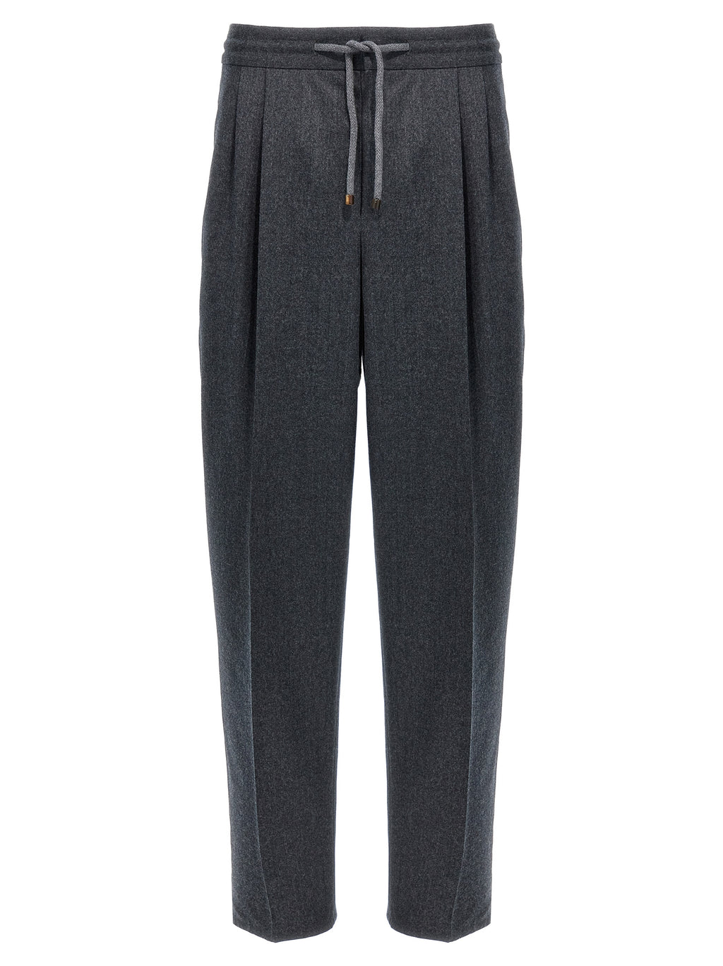Gray Virgin Wool Casual Pants