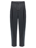 Gray Virgin Wool Casual Pants