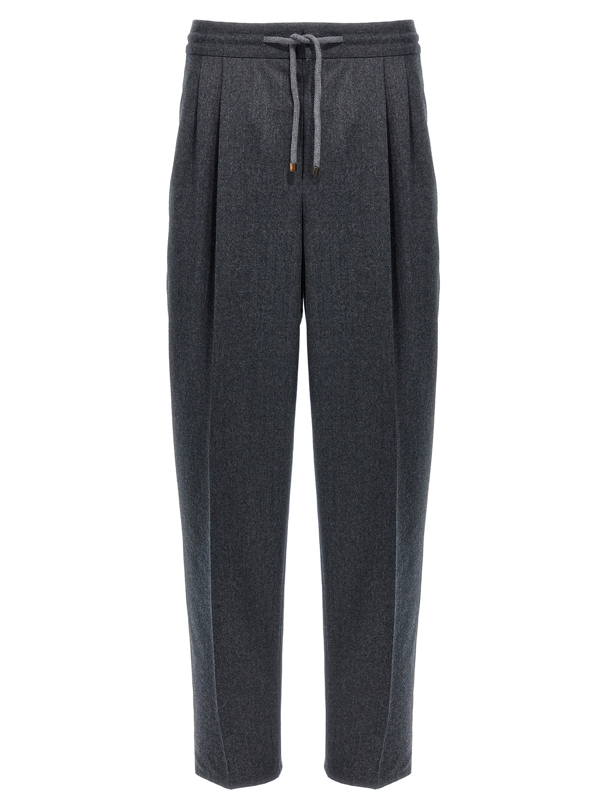 Gray Virgin Wool Casual Pants