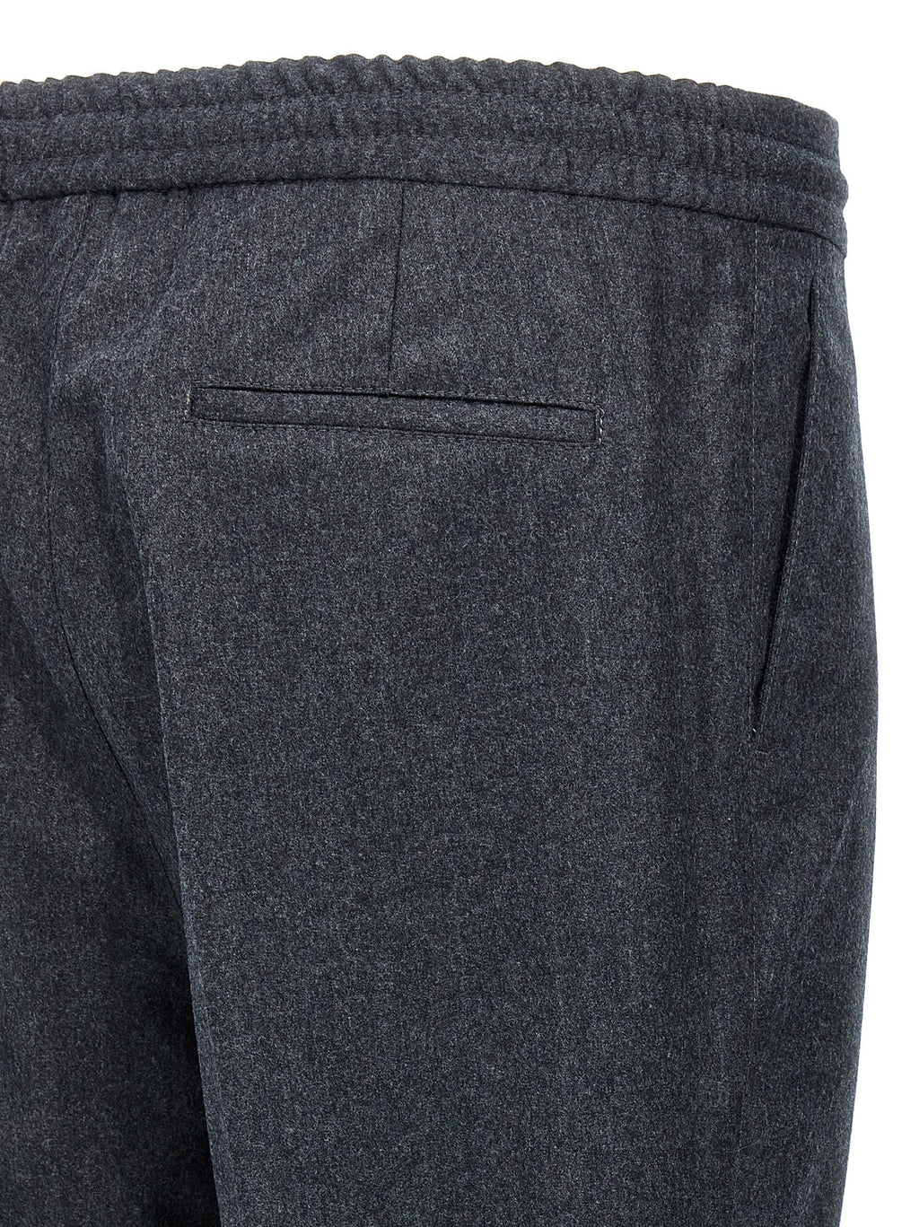 Gray Virgin Wool Casual Pants