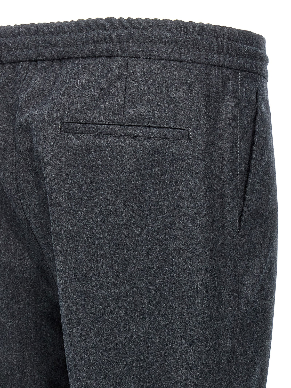 Gray Virgin Wool Casual Pants