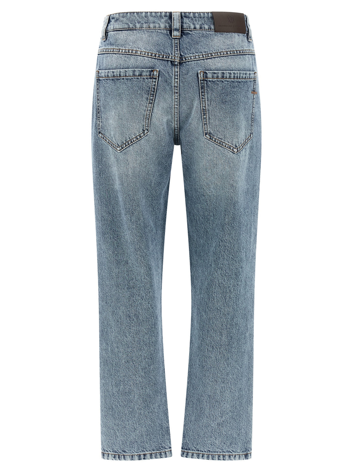 Blue Cotton Straight-Leg Jeans