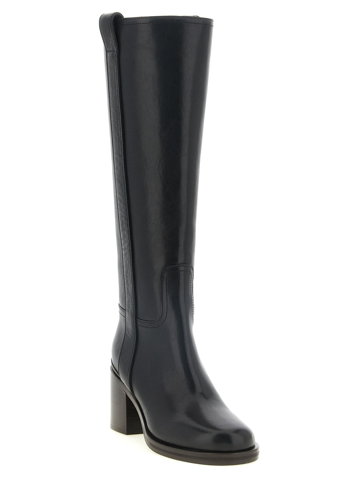 Black Calfskin Over The Knee