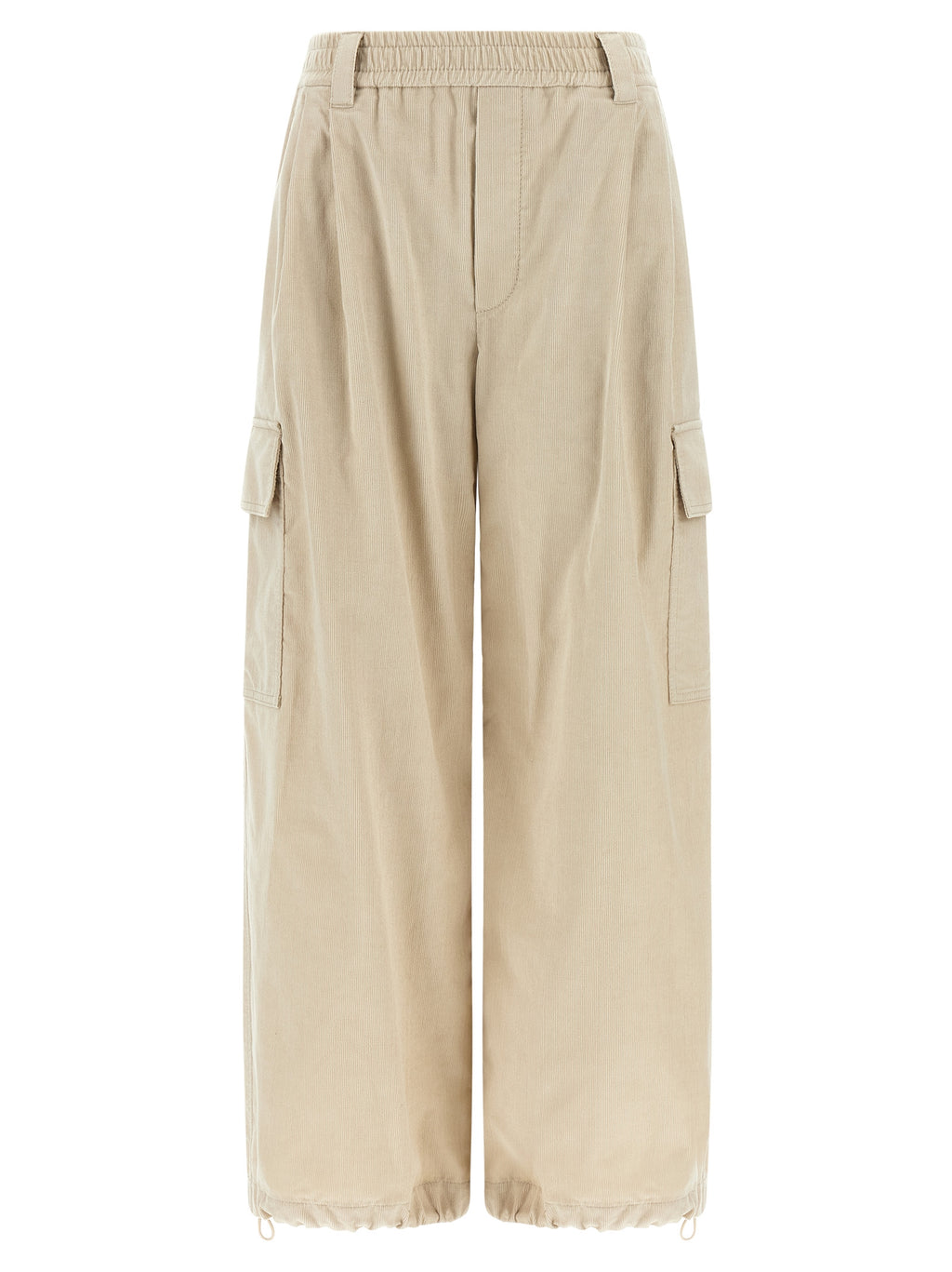 Beige Cotton Cargo Pants