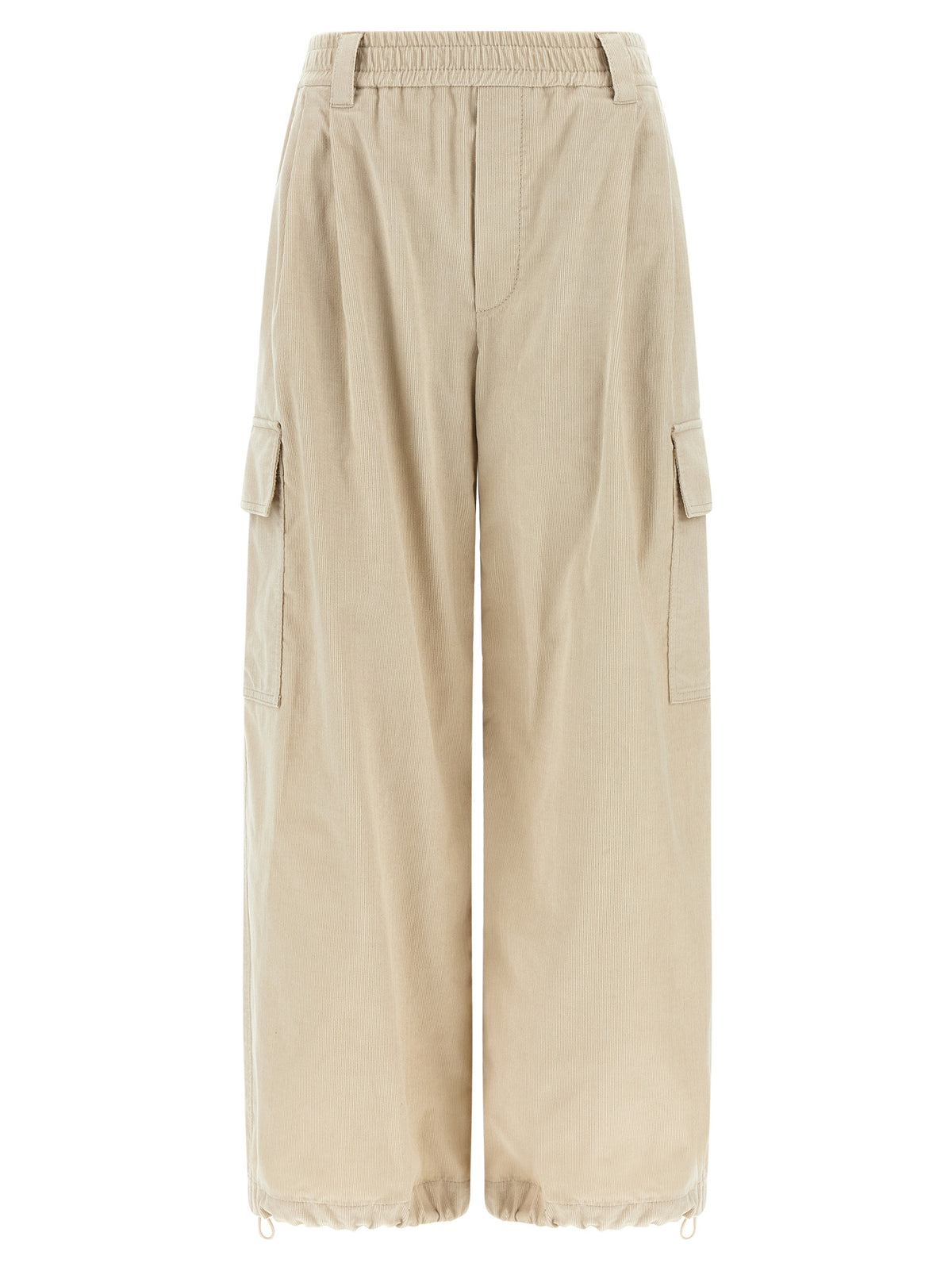 Beige Cotton Cargo Pants