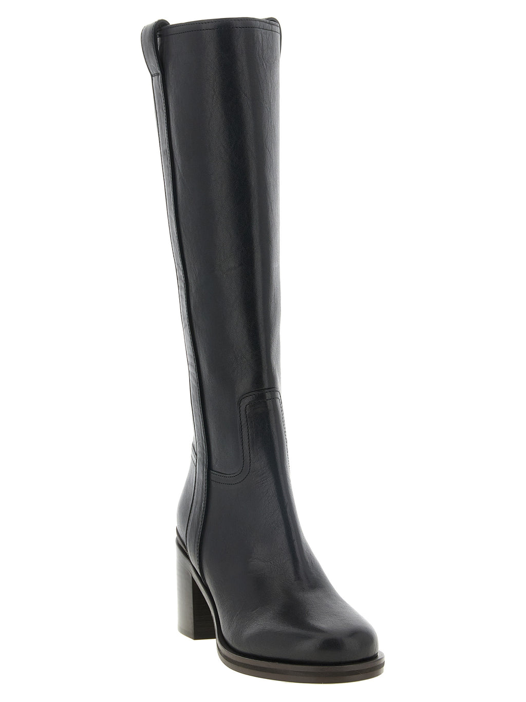 Black Calfskin Over The Knee