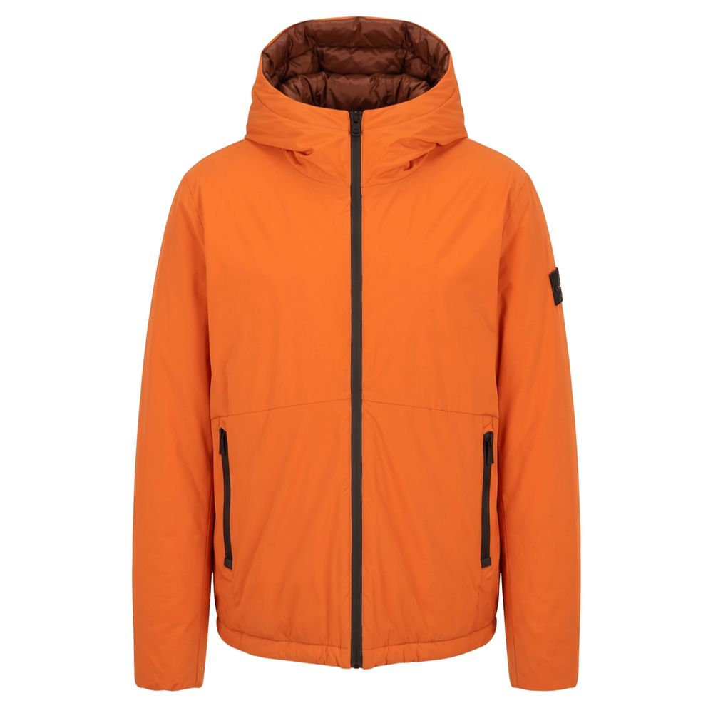 Orange Polyester Men Jacket